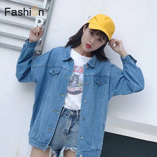 Denim Jeans Jacket for Women Slim Ripped Holes Vintage Bomber Jackets Girls Basic Coats Woman Coat Plus Size Clothes Streetwear 1