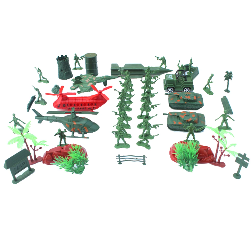 52Pcs Plastic Soldier 4cm Army Figures Play Set for Army Sand Scene Model Landscape Children Kids Toys Home Decoration