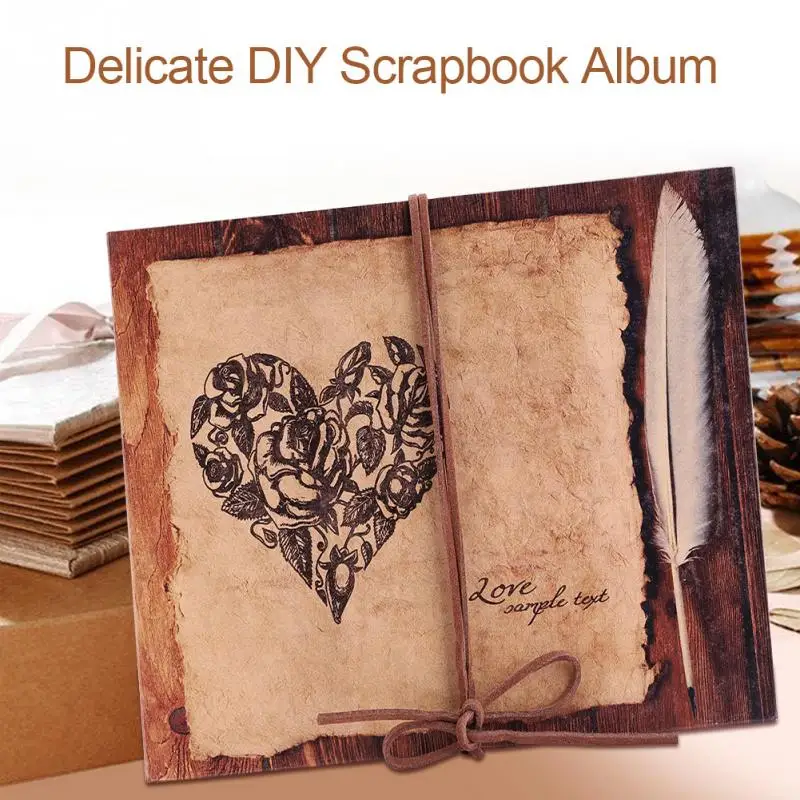 

DIY Album Scrapbook Vintage Style Heart Series Handmade Photo Album Decoration Scrapbook Lover Travel Wedding Memory Photo Album