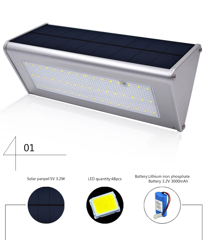 Upgraded Radar Motion Sensor 48LEDS 800lm Aluminum Solar Lamp Garden Home Outdoor Wall Light Waterproof Lighting Lights Lamps solar stake lights