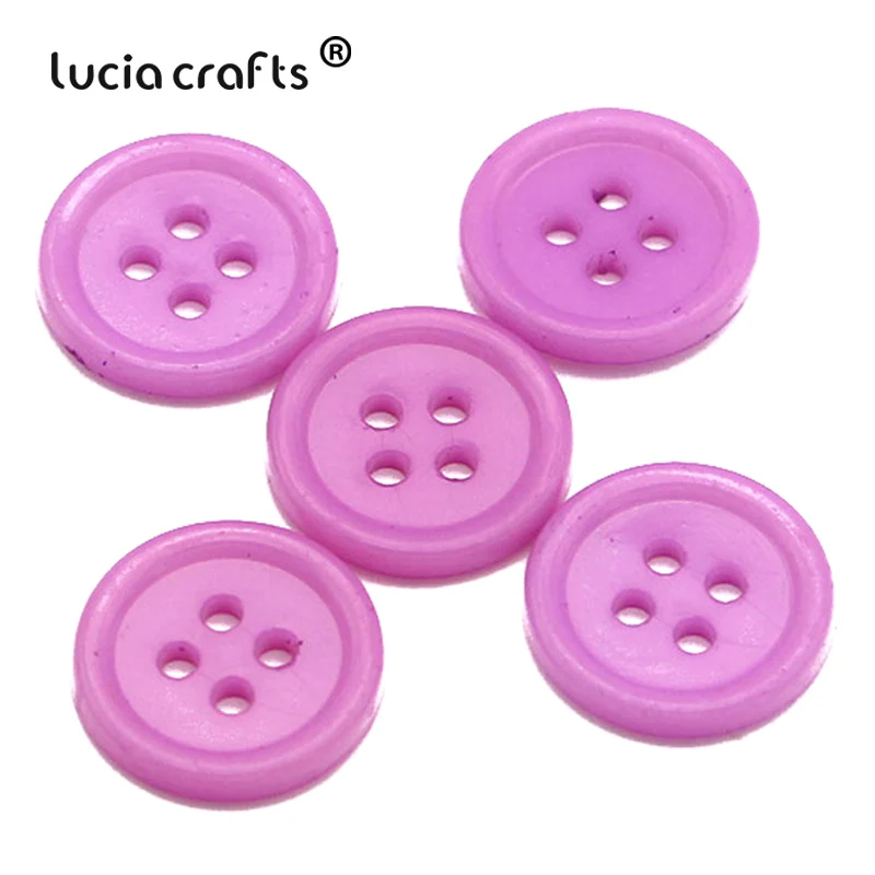 Lucia crafts 50/100 шт./лот одноцветные резиновые круглые плоские с оборота пластиковые кнопки DIY Швейные Детские аксессуары для рубашек, одежды E0401 - Цвет: Color2  Purple