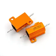 RX24 25 Вт 15R 15RJ мощность металлический корпус алюминиевый Золотой резистор 25 Вт 15 Ом мощность теплоотвод сопротивление Золотой теплоотвод резистор