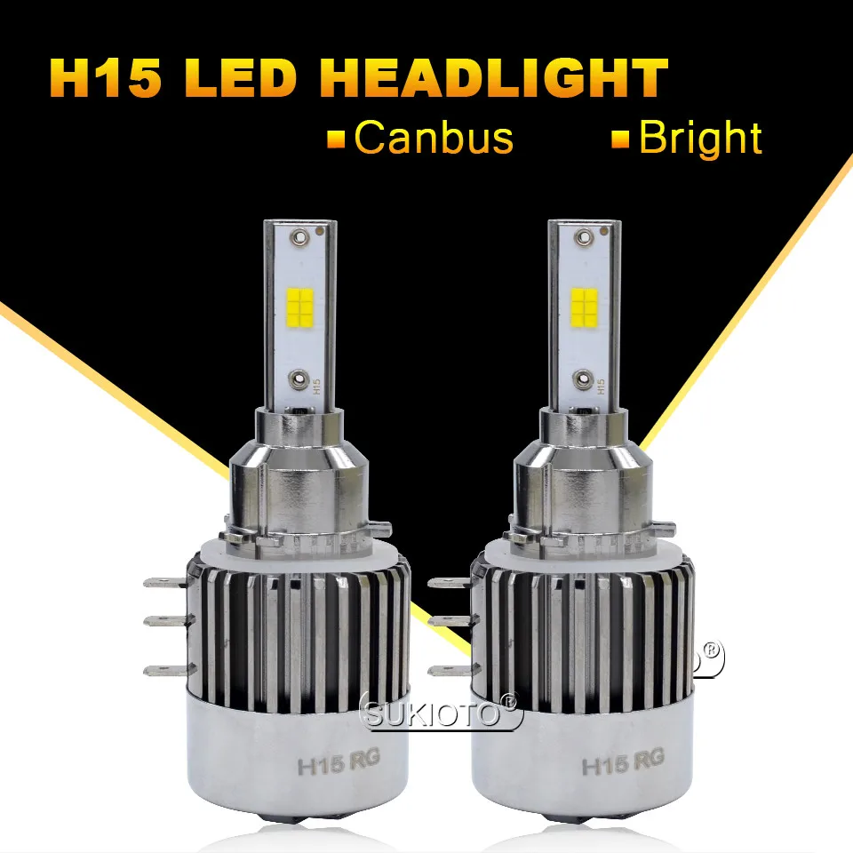

SUKIOTO 2PCS NO Error H15 LED Canbus LED Headlight Lamp LED Car bulbs Daytime running Light DRL for GOLF6 GOLF7 AUDI Q7 A6 BENZ
