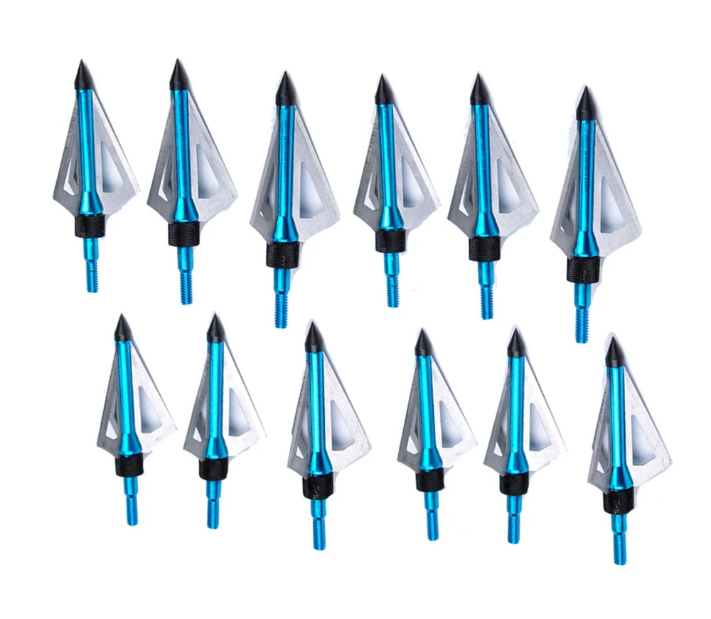 12PCs Hunting Broadheads 100gr 3 blade Arrow Archery Compound Bow