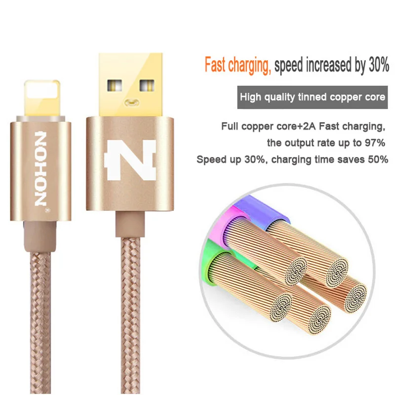 Оригинальный 8 контактный USB кабель NOHON для iPhone 8X7 6 6S Plus 5 5S 5C SE iOS 10 9 iPad iPod кабели