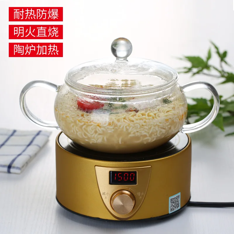 

1.4L big capacity glass kettle the microwave high borosilicate heat-resistant glass double boil stew pot boil soup bubble noodle