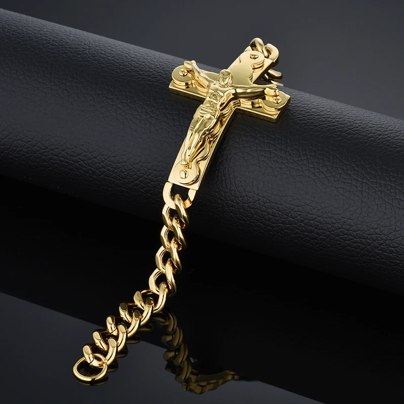 Браслет мужской из нержавеющей стали с изображением Иисуса и Креста|bracelets for|chain