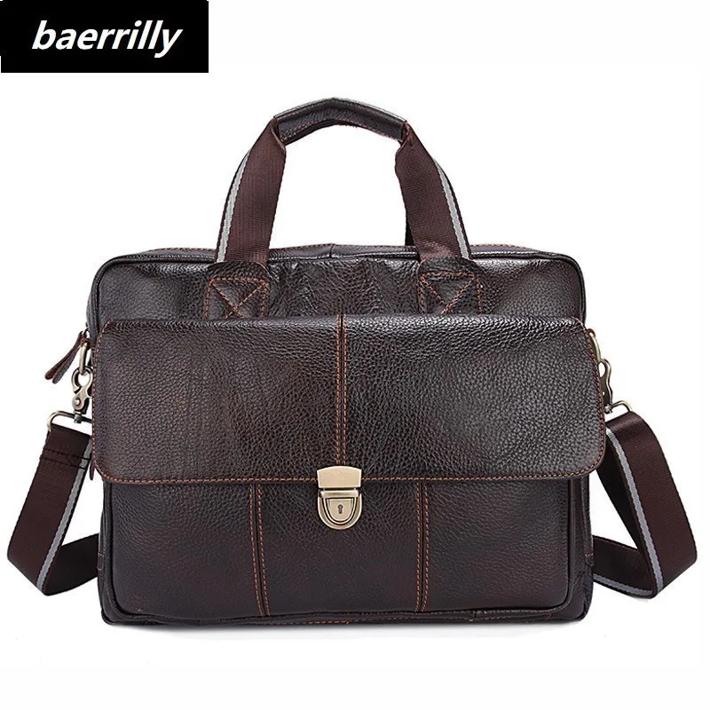

Genuine Leather Business Mens Briefcases Laptop Bags Messenger Bag Men's Shoulder Bag male leather bags briefcase naturally