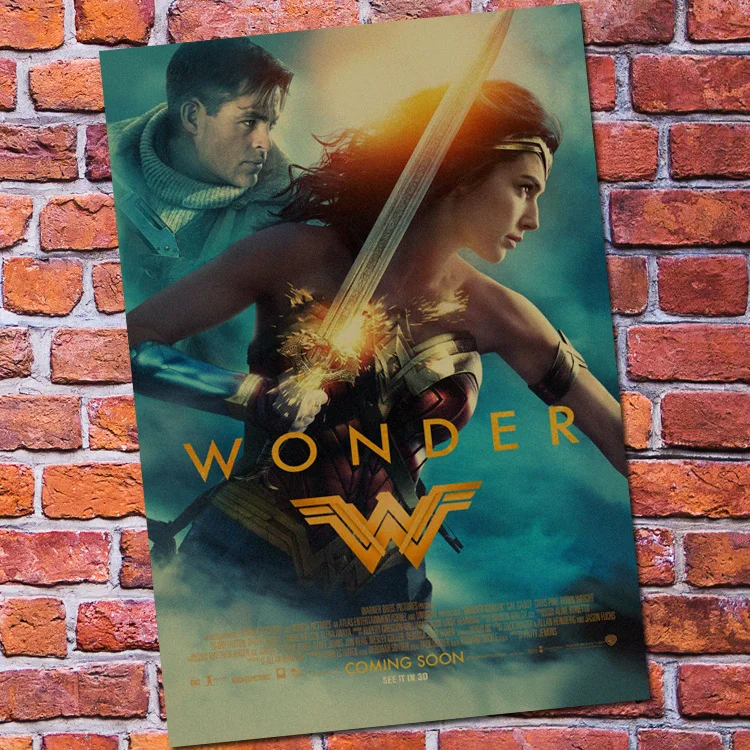 Винтажный бумажный Ретро аниме постер-Wonder Woman DC-poster cudi poster/Винтажный домашний Настенный декор