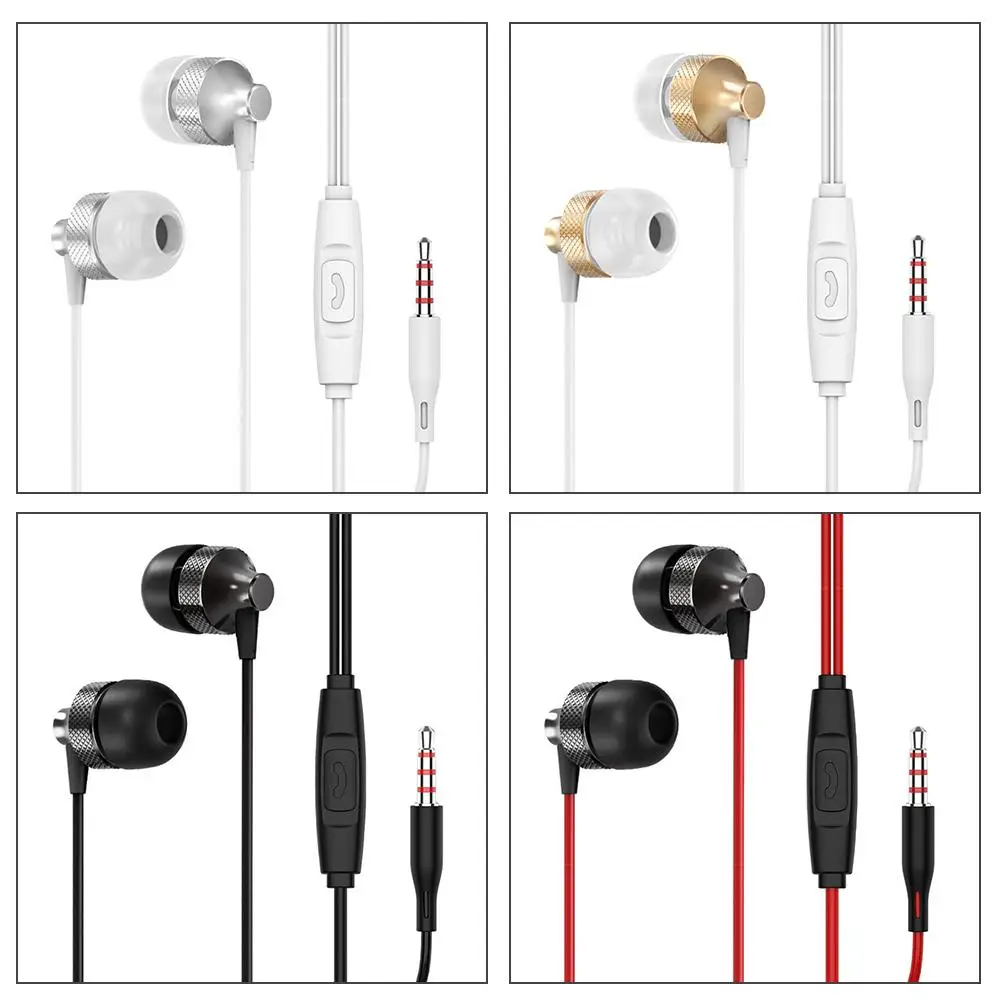 

headphone wired headset Metal In-ear Earphones Subwoofer with Microphone Wire Control Universal Headset MIC for Phone Computer