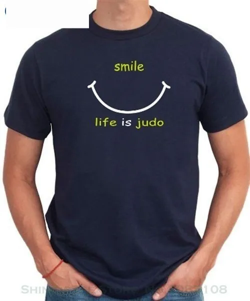 

100% Cotton Short Sleeve Summer T-shirt Smile Life Is Judo T-shirt Short Casual O-Neck Cotton Solid Broadcloth t shirt men