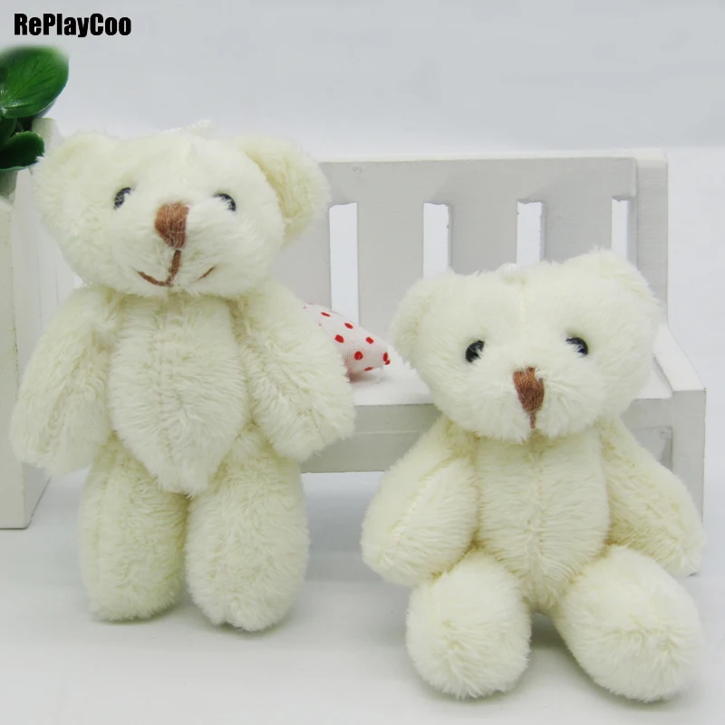 

4PCS/LOT Kawaii Small Joint Teddy Bears 8CM Stuffed Plush Toy Teddy-Bear Mini Bear Ted Bears Plush Toys White For Gifts 00898