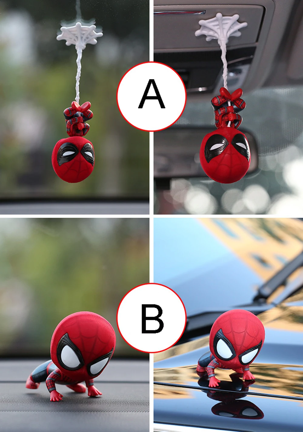 新しい車の漫画スパイダーマンモデルシェイクヘッド玩具樹脂飾りマグネットオートインテリアダッシュボードの装飾人形アクセサリー