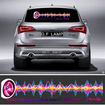 

90 X 25CM Car Sticker Music Rhythm LED Flash Light Lamp Voice activated Equalizer Flashing lightning