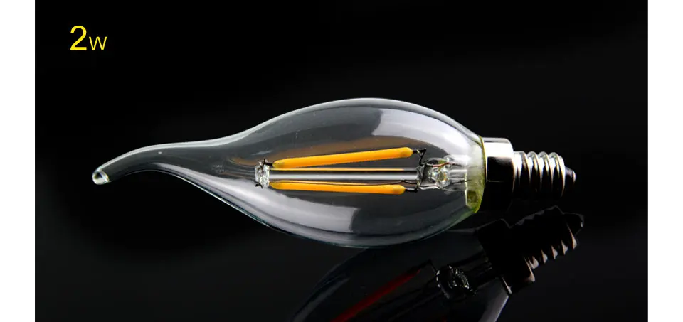 Dimmable E17 LED Filament bulb 2W 4W 6W Candle  Lamp light AC110V Retro Edison Glass 360 Degrees Light for Crystal Chandeliers (9)