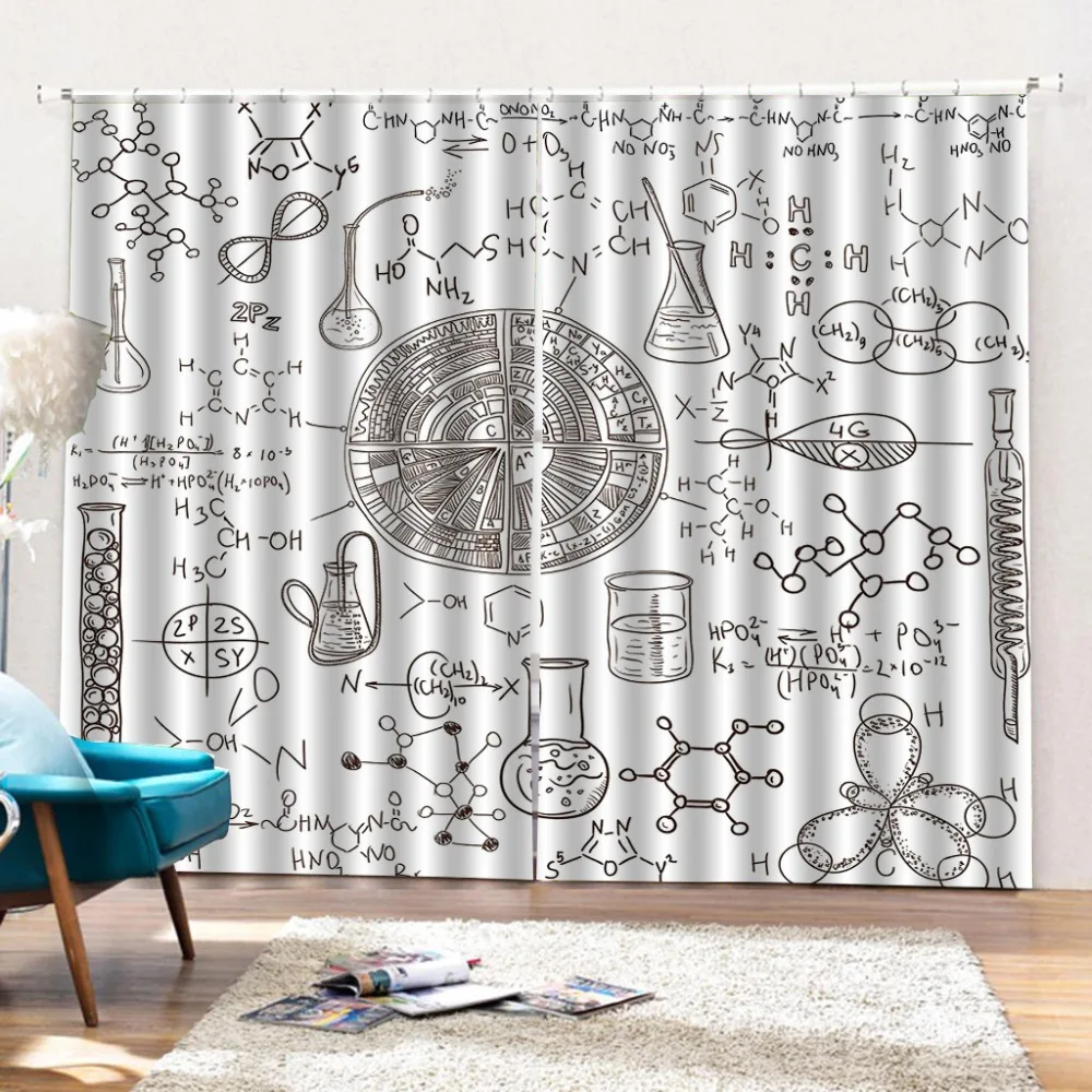 

Chemical formula Curtain Bedroom Modern Home Window Blackout Curtain For Living Room Custom Any size 3D Curtains