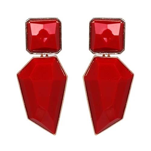 AOTEMAN женские трендовые геометрические акриловые массивные серьги-капли ZA OL стильные прозрачные каменные серьги с золотыми краями brincos - Окраска металла: red