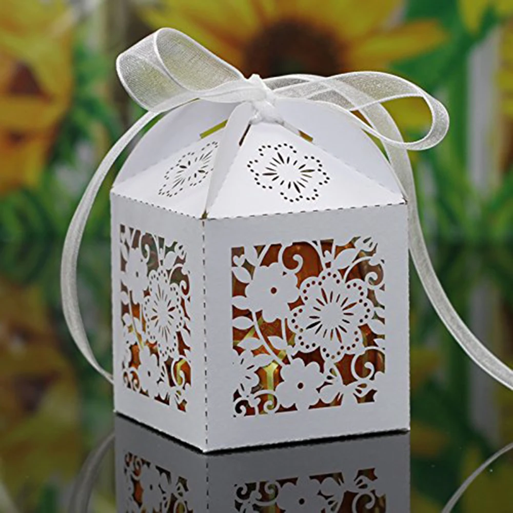 50pcs Flower Candy Boxes Laser Cut Party Favor Box Candy Bag Chocolate Gift Boxes Ribbons Wedding Favor Boxes Bridal Shower 50pcs Flower Candy Boxes Laser Cut Party Favor Box Candy Bag Chocolate Gift Boxes Ribbons Wedding Favor Boxes Bridal Shower