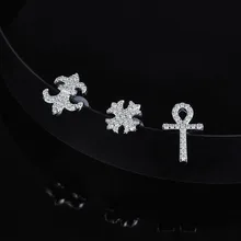 SLJELY 3 шт./компл. 925 стерлингового серебра полный Циркон CZ Крест-Анкх серьги-гвоздики наборы женские брендовые дизайнерские модные вечерние ювелирные изделия