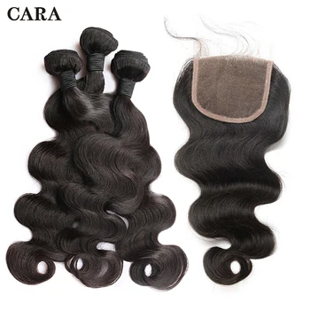 

Remy Hair Bundles With Closure Brazilian Knots Hair Body Wave 3 Bundles 4x4 Lace Closure With Baby Hair CARA