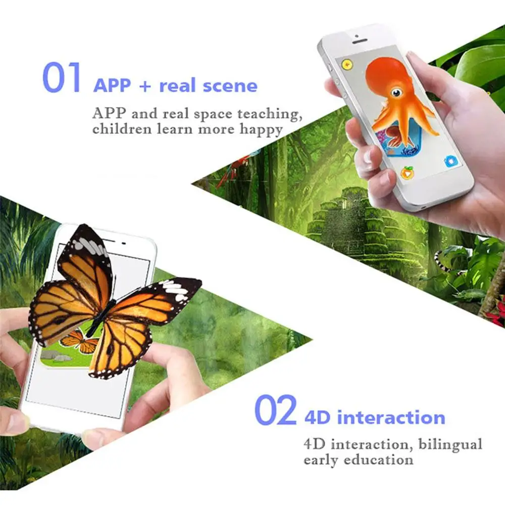 Цветная 4D карта с животными образовательная карточка 6 лет VR Love Magic миниатюрная