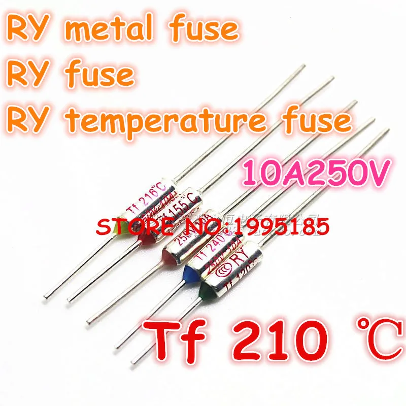 RY 100pcs/lot New Micro thermal fuse 10A250V 210 Degrees 210 C Mini