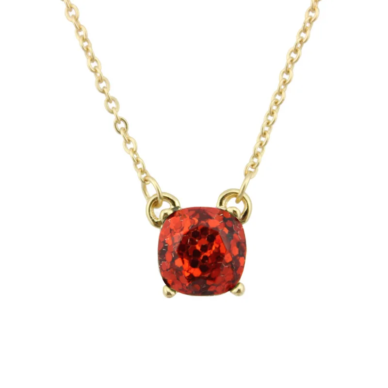 Мода KS золото маленький квадратный опал блеск ожерелье колье ювелирные изделия 14 цветов вариант - Окраска металла: N3728 Red