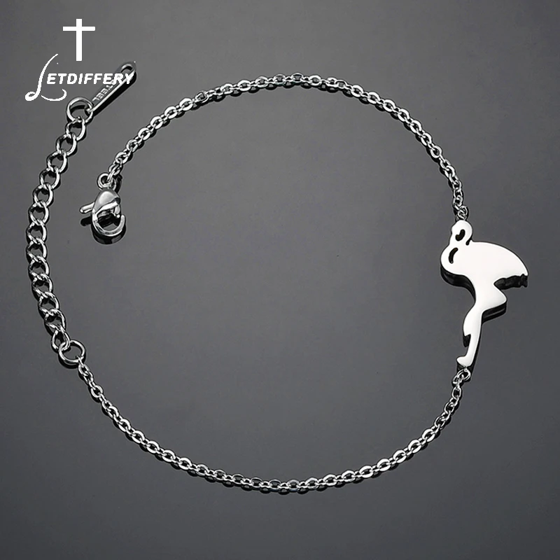 

Letdiffery Stainless Steel flamingo Bracelet Gold Silver Crane Bird Bracelet For Women Cute Animal Jewelry Drop shipping
