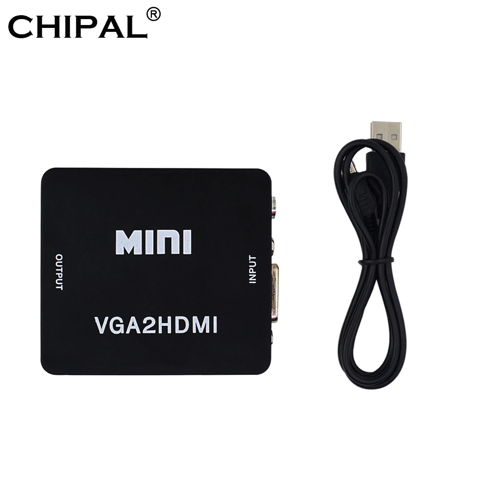 CHIPAL Full 1080P Mini преобразователь из VGA в HDMI VGA2HDMI адаптер разъем с аудио для проектора