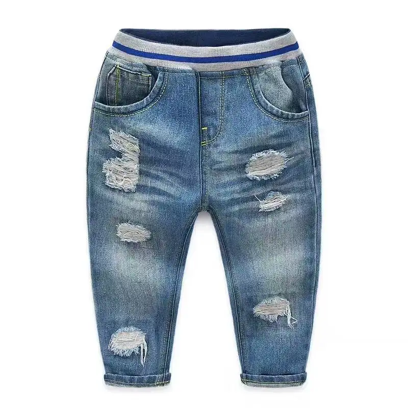 2017 Boys Fashion Ripped Jeans Kids Hole-style Denim Jeans Baby Cotton ...