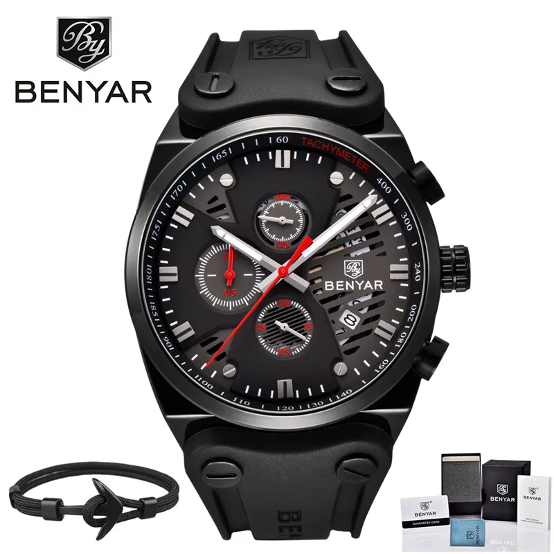 

Luxury Brand BENYAR Watches Men Sports Waterproof Quartz Men Military Wrist Watch Silicone Clock Male Relogio Masculino 2018