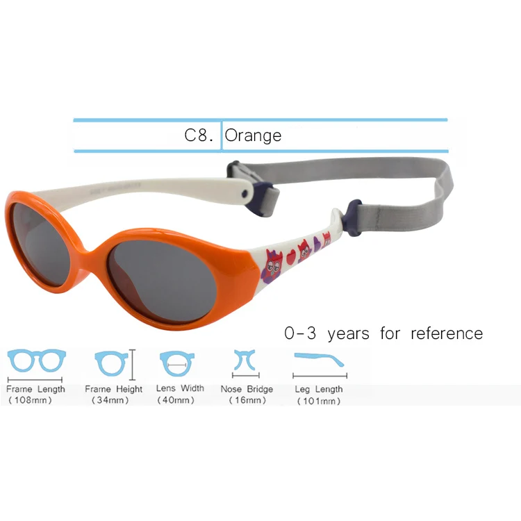 IVSTA 0-3 детские солнцезащитные очки дети 4-8 с ремешком солнцезащитные очки для детей Девочки Мальчики гибкие силиконовые TR90 резиновые поляризованные UV400 - Цвет линз: Orange-Small