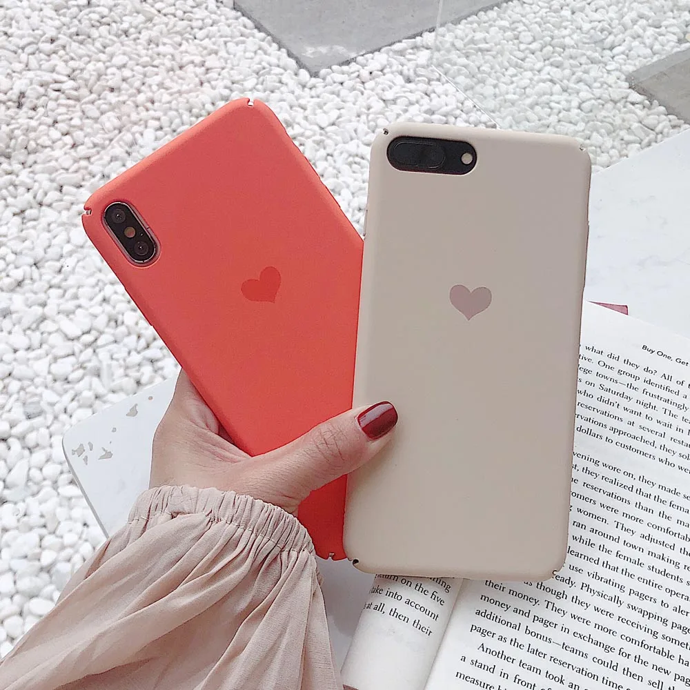 Чехол для iphone 6 S 7 8 Plus X XR XS MAX Симпатичные Сердце Любовь ультра тонкий жесткий