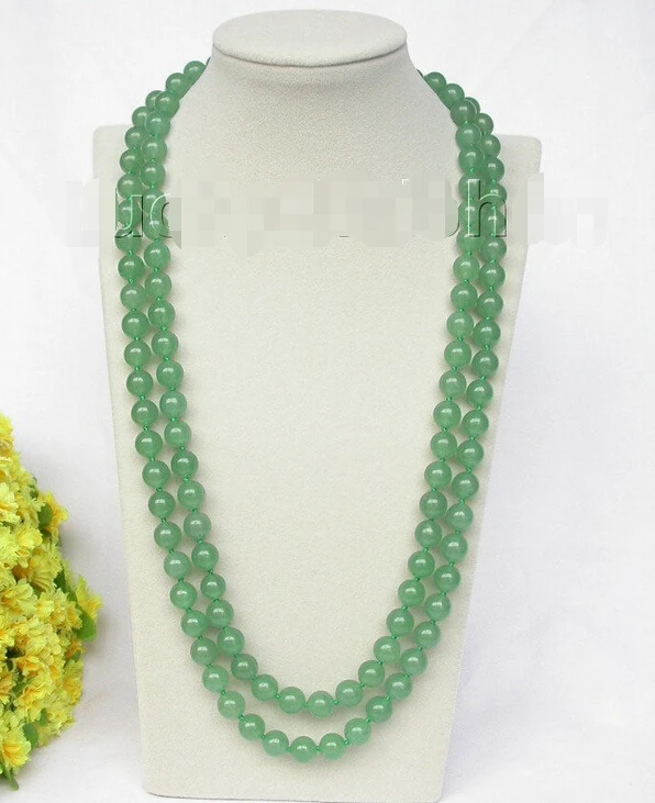 

SYR412 shipping>>>>>>length Natural 48" 10mm round green jade bead necklace magnet clasp j8335