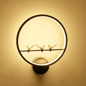 

18W LED wall lamp for bedroom next to three birds white black interior frame living room dining hall lighting decoration
