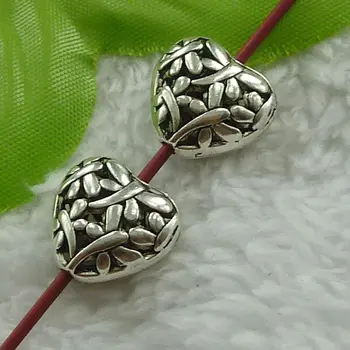 

120 pieces antique silver heart hollow spacers 15x15mm #2730