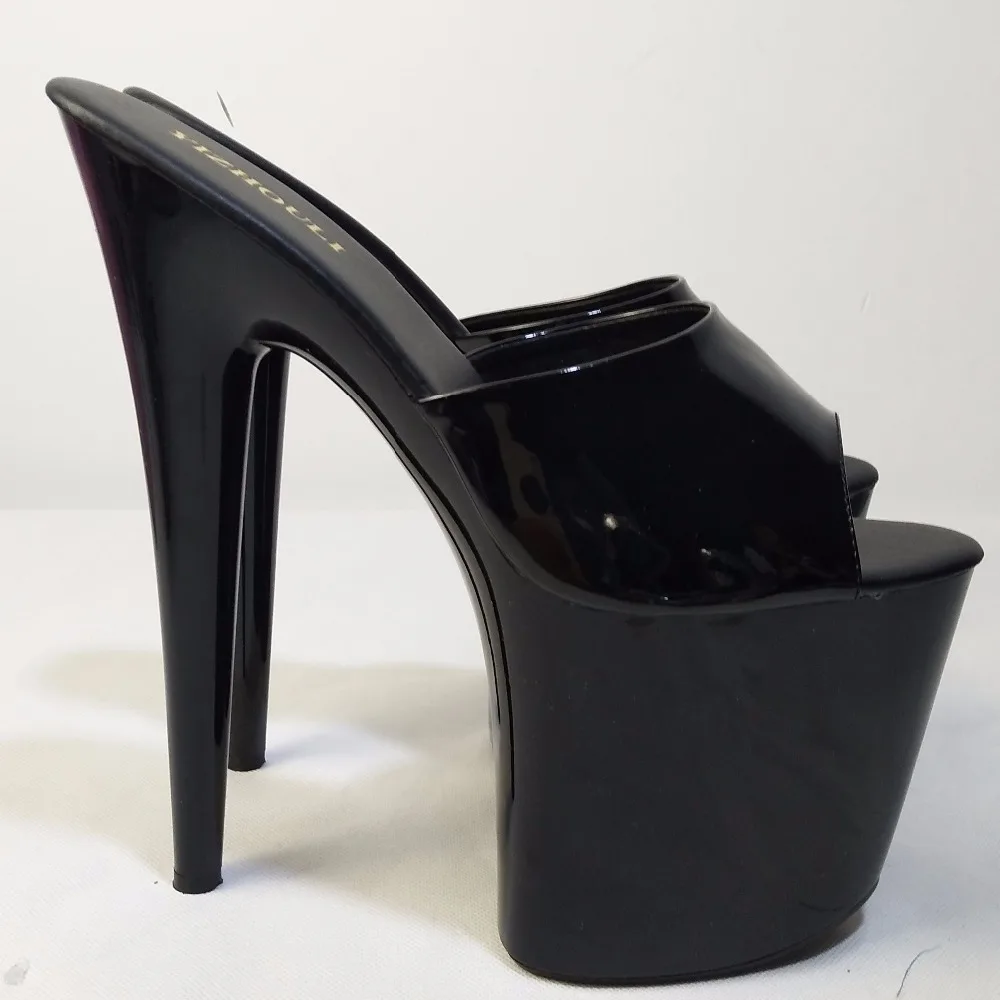 Босоножки на высоком каблуке 8 дюймов; пикантные женские черные туфли на платформе и высоком каблуке 20 см