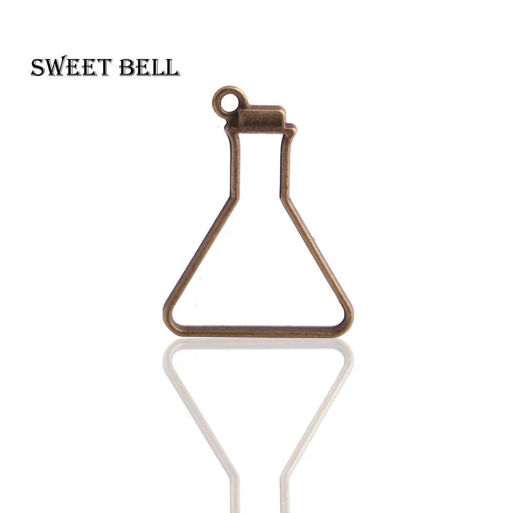 

Sweet Bell 20pcs 31*41mm Antique bronze Alloy Hollow flat bottle Charm Pendant Jewelry Making Pendant DIY Handmade Craft 12A11