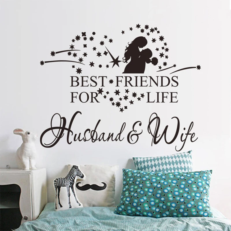 Us 7 92 10 Off Star Heart Hug Couples Vinyl Romantic Wall Stickers Bedroom Wall Art Decoration Wall Heart Quotes Home Decor Stickers Posters In Wall