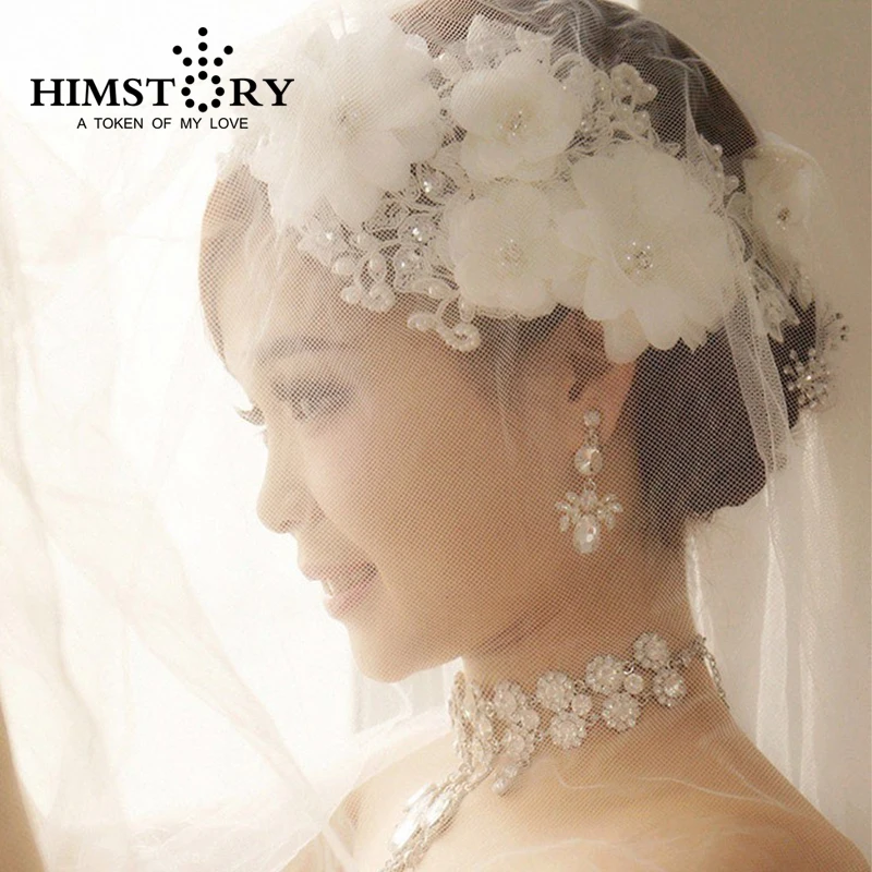 

New Handmade Floral Lace & Pearl Bridal Frontlet Tiara Wedding Hair Accessoies Hair Jewelry Wedding Accessories Hot sale