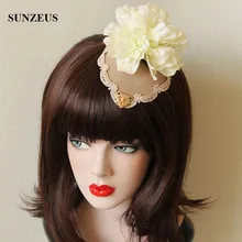 Красивые джентльменские маленькие головные уборы с большим цветком Свадебные вечерние головные уборы кружевной кромкой головной аксессуар FJ-10