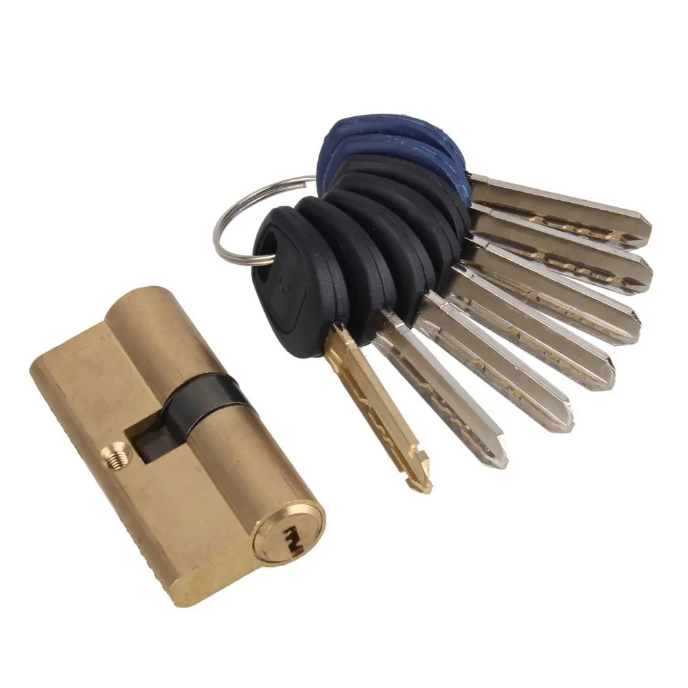 Thumb-Turn-Euro-Profile-Cylinder-Barrel-5-Pin-Lock-Brass-Satin-Nickel-Finish-65mm-With-7