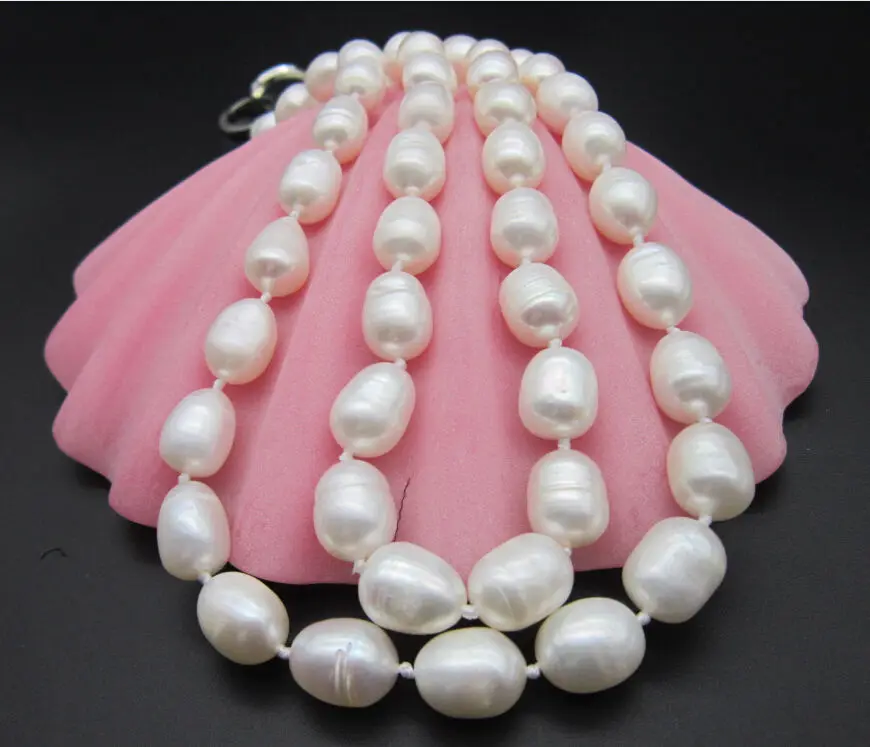 

hot 35"AAA+ 11-13MM NATURAL SOUTH SEA WHITE BAROQUE PEARL NECKLACE 14K (9.13)