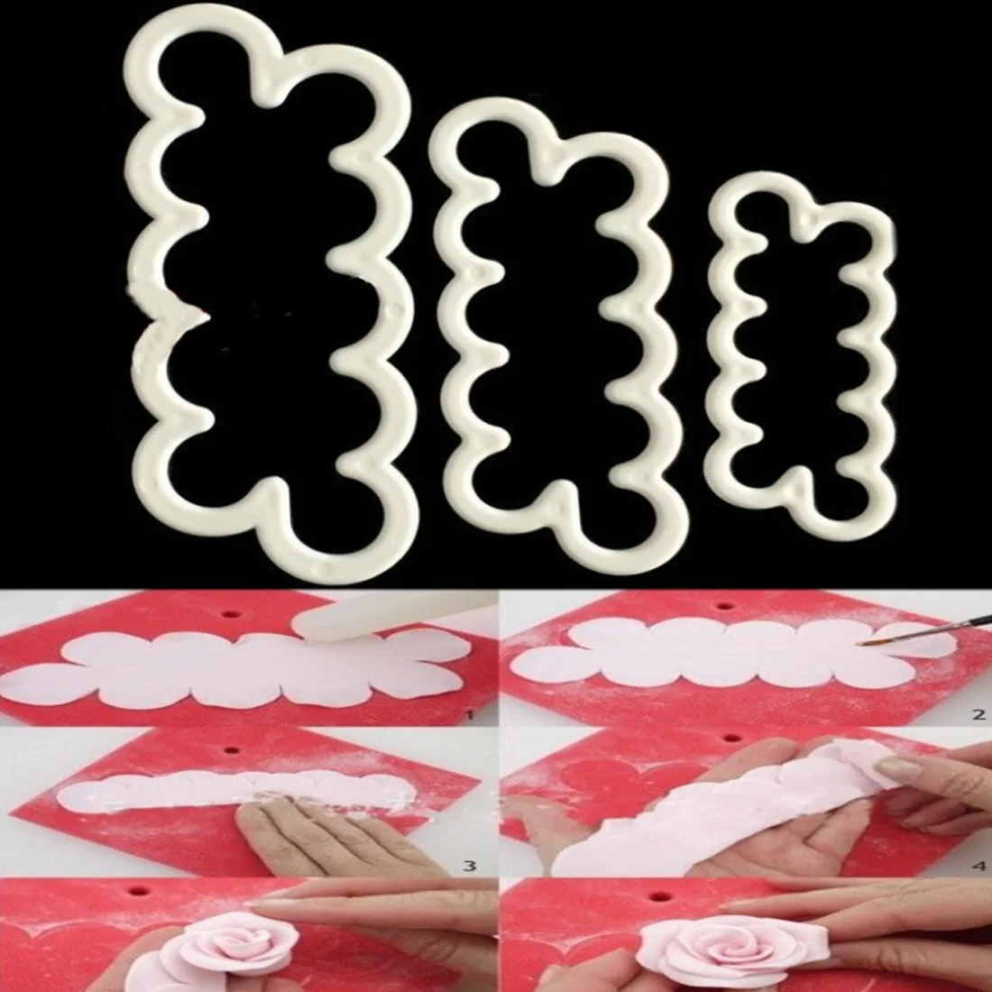 

High Sale 3 pcs/set Rose Flower Cake Mold Cookie Cutter Fondant Cake Decorating Tools Sugarcraft Cutter Cake Baking Tool