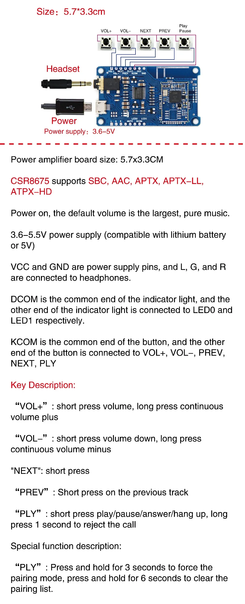 CSR8675 Bluetooth V5.0 декодер плата PCM5102A низкая мощность APTX/APTXLL/APTXHD без потерь ies