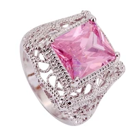 2015 Popular Pink Topaz 925 Silver Ring Size 6 7 8 9 10 11 New Fashion Jewelry Gift  For Women Wholesale Free Shipping