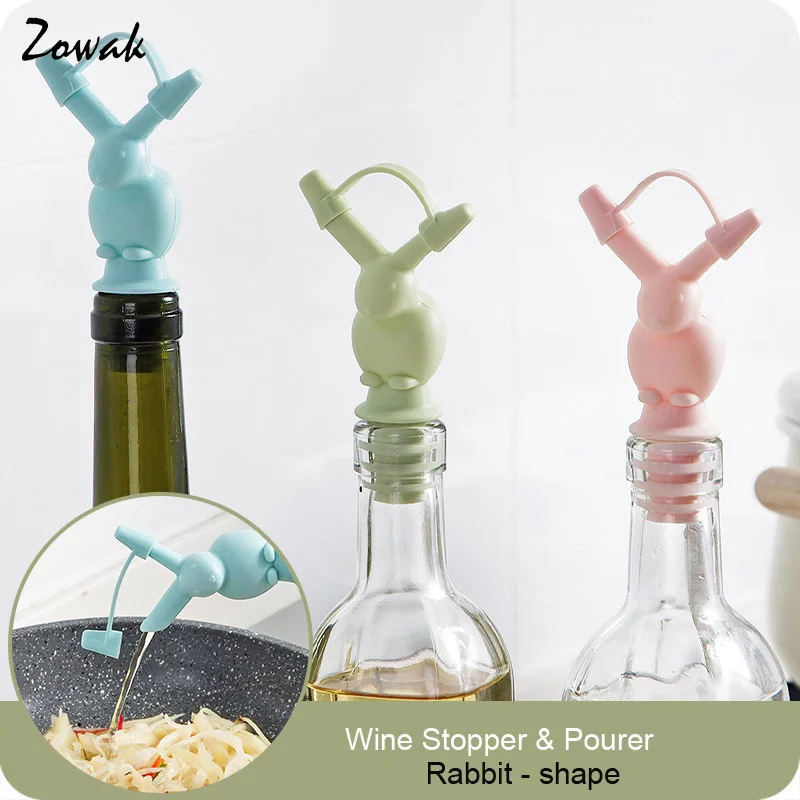 

1pc Wine Bottle Stopper Pourer Rabbit Shaped Bar Elephant Pouring Funnel Red Wine Kitchen Tool Soy Sauce Bottles Seal Champagne