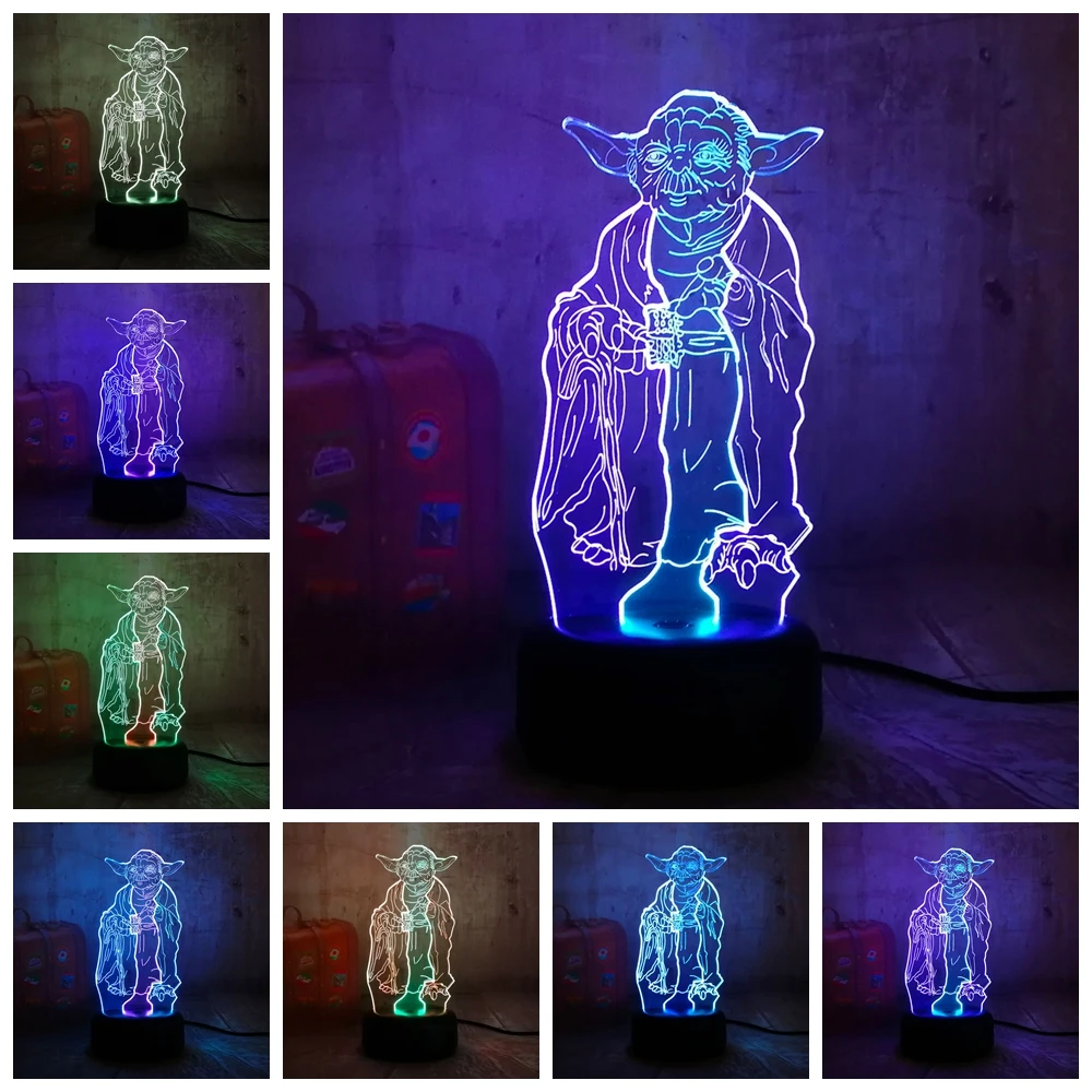 New Star с мастером Йодой смешанные Цвет 7 двойной 3D RGB светодиодный ночной