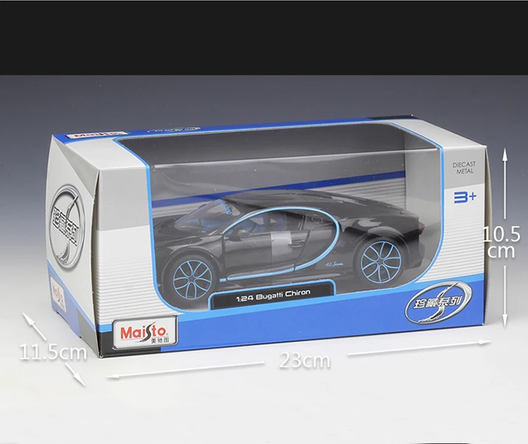 Maisto 1:24 2017 Bugatti Chiron 42 Секунды черный литья под давлением модель гоночный