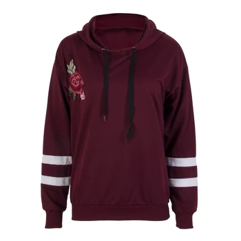 

Embroidery Hoodies Women Long Sleeve Hoodie Flower Sweatshirt Casual Hooded Tops Jumper Pullover Top